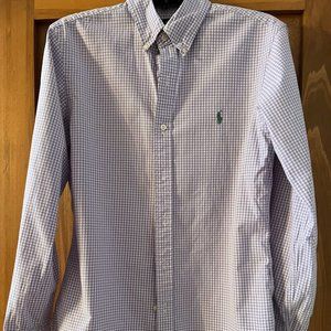 Ralph Lauren Slim Fit Purple and White Check Button Down Dress Shirt